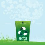 Green Recycle Bin in Outdoor Scene